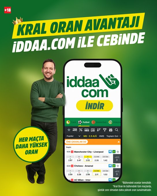 tontulsans's tweet photo. 🏆Her branşta, her karşılaşmada 👑Kral Oran avantajıyla kazanmak çok daha keyifli! 
 
📲İddaa'yı indir, bilgileri doldur, TONTUL'u  seç 👑Kral Oran ile daha yüksek oranları kaçırma.

ÜYE OL 👉 https://t.co/MZGfYkwhsf https://t.co/zr2DkFAWJ0