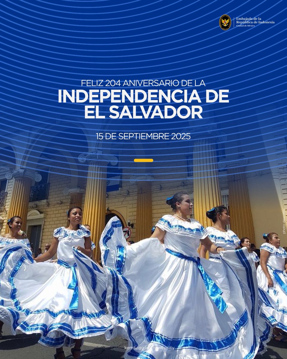 Indonesia 🇮🇩 expresa sus saludos y felicitaciones al pueblo y al Gobierno de El Salvador 🇸🇻 por el 204.º aniversario de su independencia.

<a href="/Gobierno_SV/">Gobierno de El Salvador 🇸🇻</a>