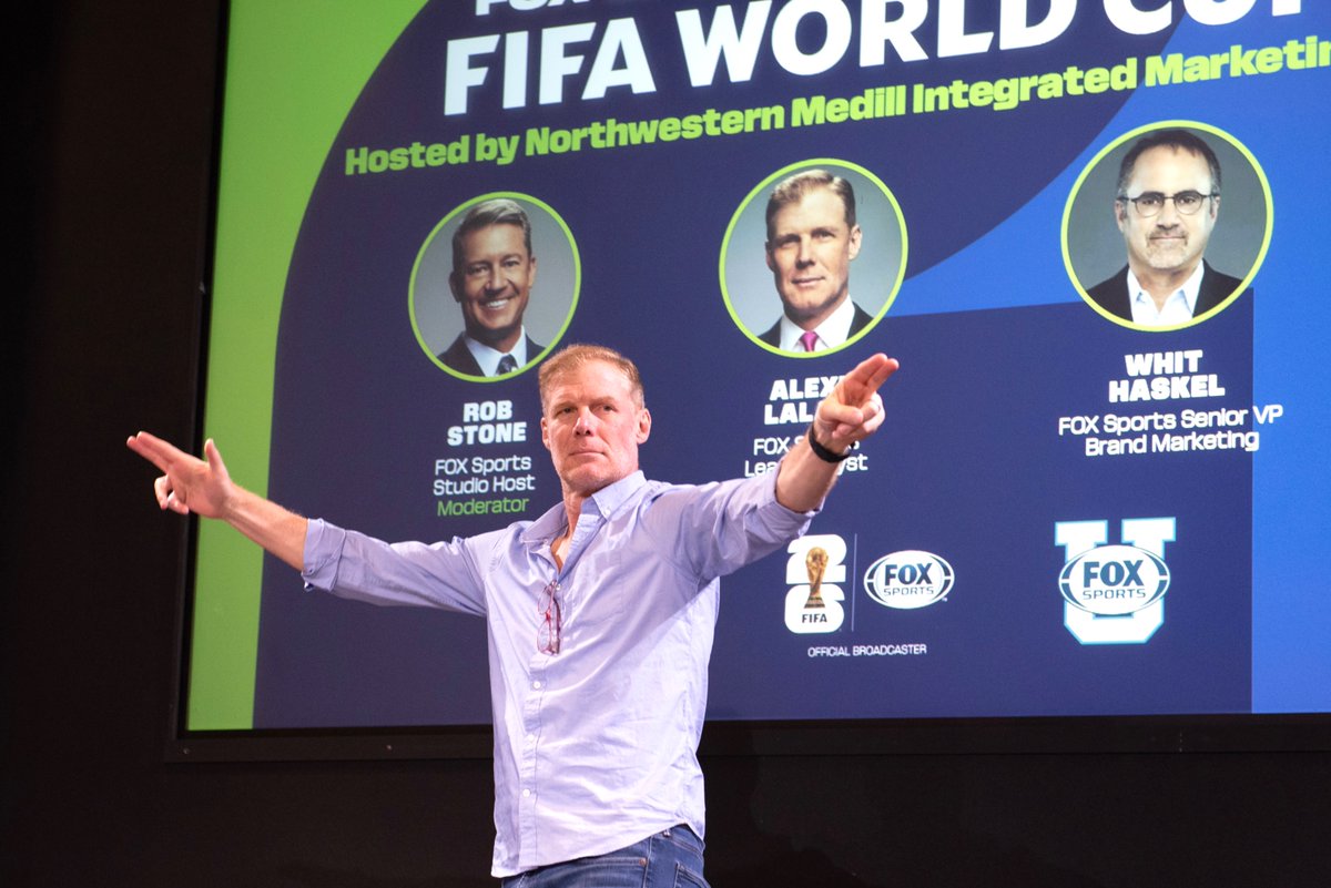 .
Great time speaking at <a href="/NorthwesternU/">Northwestern</a> as we continued our <a href="/FOXSportsU/">FOX Sports University</a> "Road to FIFA World Cup 26" speaker series. I dazzled the <a href="/MedillSchool/">Northwestern Medill</a> students with World Cup talk...and pointed out the nearest exit should they want to leave. Thankfully, they stuck around. Smart kids.