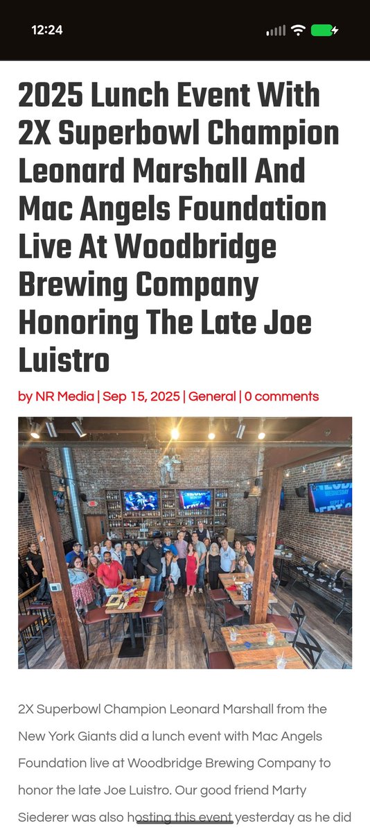 NRMedia50's tweet image. Here is my article on yesterday's lunch event with 2X Superbowl Champion, my Mentor, great friend @LeonardMarsh70 @MACAngelsNY to honor the late Joe Luistro @michaelrubin @AmyTrask @TheDnRCompany @Joba_44 @DJYoshi @jobaandthemouth🙏🐐🔥🚀 #NRMedia  worldwidesportsradio.com/2025-lunch-eve…