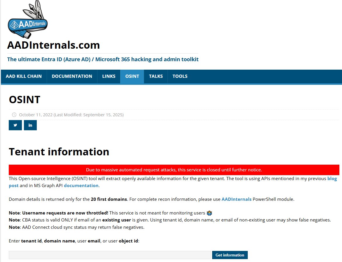 DrAzureAD's tweet image. As some dipsh*t is again enumerating the whole universe using #AADInternals #OSINT tool, the service is now closed until further notice.