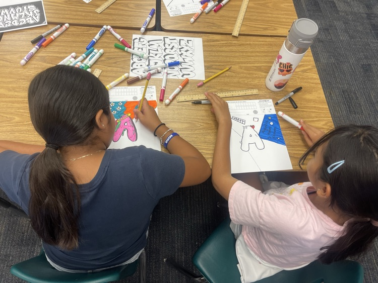 Mrs. Ramey's students learning about Ramero Bitto's Graffiti inspired  art #best ArtDocentsEver #WeareBUSD #mchawks