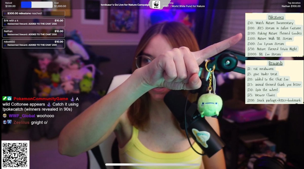 toni (@toniisaur) on Twitter photo week 2 of #GoLiveForNature and we’re already at $330 YIPPIEE i’ll be planning a JD2025 stream, baking stream and IRL nature walk stream soon 💚
ty <a href="/WWF_streamers/">WWF Wild-Livestreamers</a> 💚
donate to the WWF here: tilt.fyi/LmPHNBNpRC week 2 of #GoLiveForNature and we’re already at $330 YIPPIEE i’ll be planning a JD2025 stream, baking stream and IRL nature walk stream soon 💚
ty <a href="/WWF_streamers/">WWF Wild-Livestreamers</a> 💚
donate to the WWF here: tilt.fyi/LmPHNBNpRC