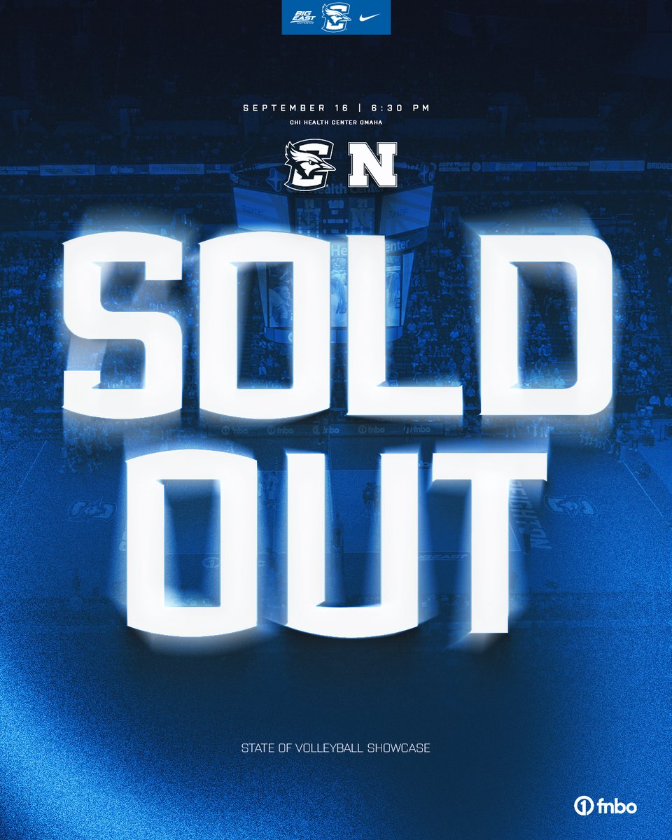 Creighton Volleyball (@creightonvb) on Twitter photo Playing in front of a SOLD OUT crowd tomorrow at <a href="/CHICenterOmaha/">CHI Health Center Omaha</a>!
📰:gocreighton.com/news/2025/9/15…
#GoJays Playing in front of a SOLD OUT crowd tomorrow at <a href="/CHICenterOmaha/">CHI Health Center Omaha</a>!
📰:gocreighton.com/news/2025/9/15…
#GoJays
