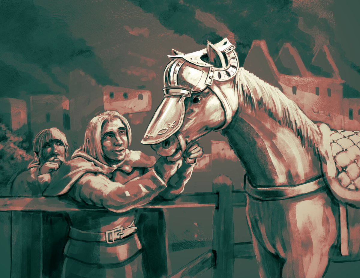 " See I told you it would fit!" 
"I think you're getting bit if you don't take that off him"