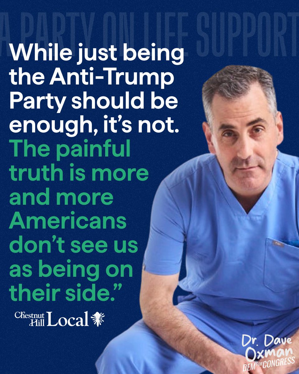 drdaveforphilly's tweet photo. "...They view Democrats as beholden to the same special interests as our opponents and only offering cautious adjustments to systems that stopped working for them a long time ago."

Read my full oped here: https://t.co/tdAeKuLTmK https://t.co/zMRObAgpbw