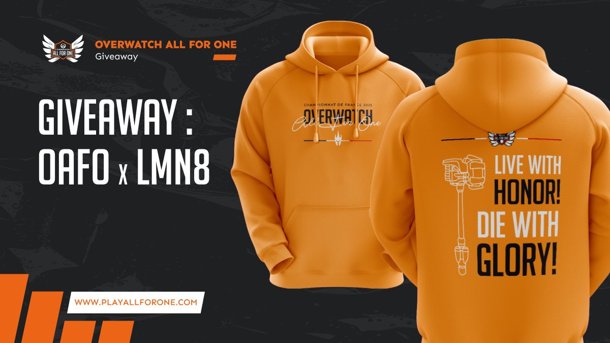 PlayAllForOneFR's tweet photo. 🎁 GIVEAWAY OAFO x Eliminate 🎁

Gagne le Pull officiel OAFO 2025 🔥🧡🖤

Pour participer :
1️⃣ Suis @PlayAllForOneFR & @eliminate_fr
2️⃣ RT + Like ce post
3️⃣ Tag ton mate qui manque de classe en commentaire 😉

Fin du concours : 30 septembre à 23h59 ⏰

Collection 2025:  https://t.co/lKu5Z6YhaA

#Giveaway #Merch #Overwatch
