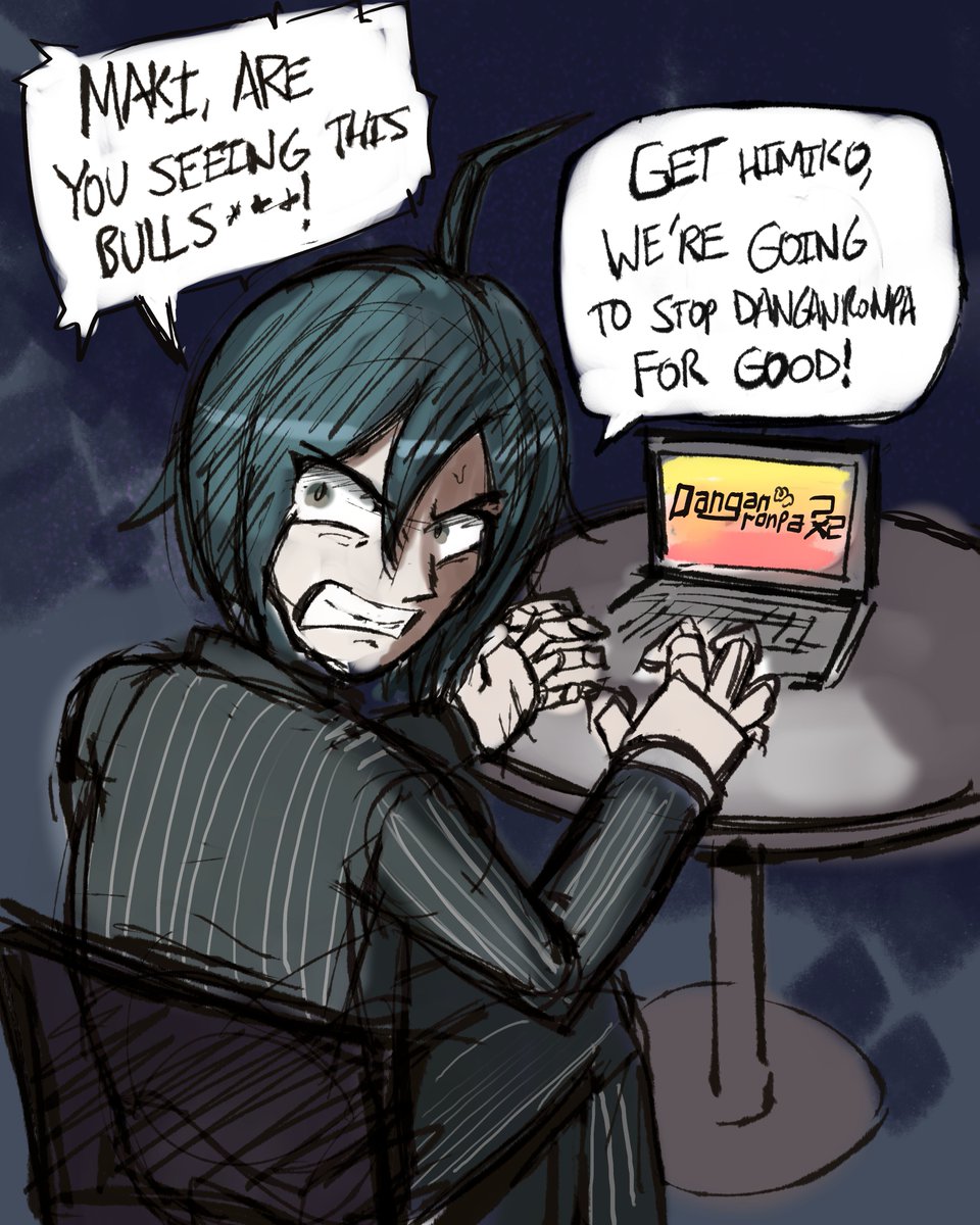 staticomics's tweet photo. Shuichi is so outraged with Danganronpa 2x2 that he's going to end the series again once and for all. #danganronpa2x2 #drtwt https://t.co/DgRFHxKO6C