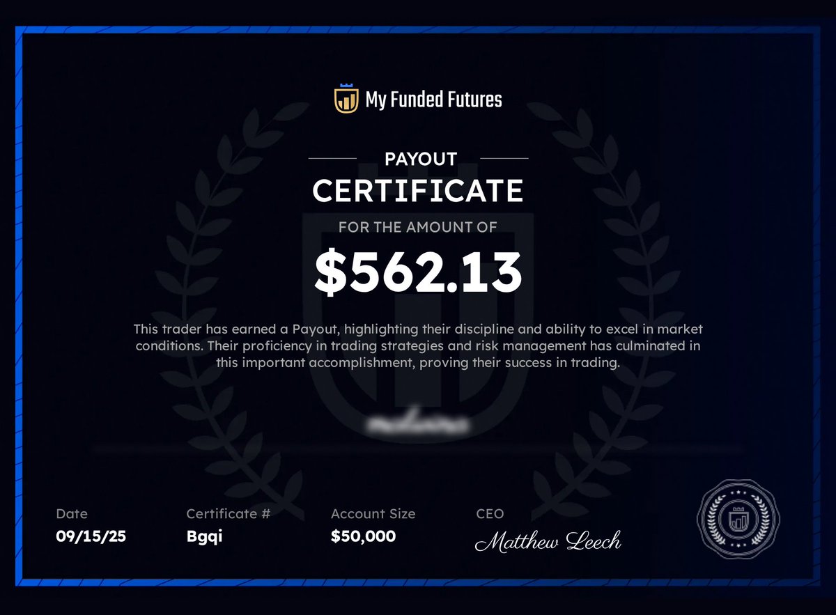 I have just requested my 1st ever payout.
It took me exactly 16monhts.
Trading is THE hardest thing ive ever done by far.
Dont give up.

I have so many people to shout out i dont have space; if u are seeing it u are probably one of them.

<a href="/MyFundedFutures/">MyFundedFutures</a> super speed process, ty!