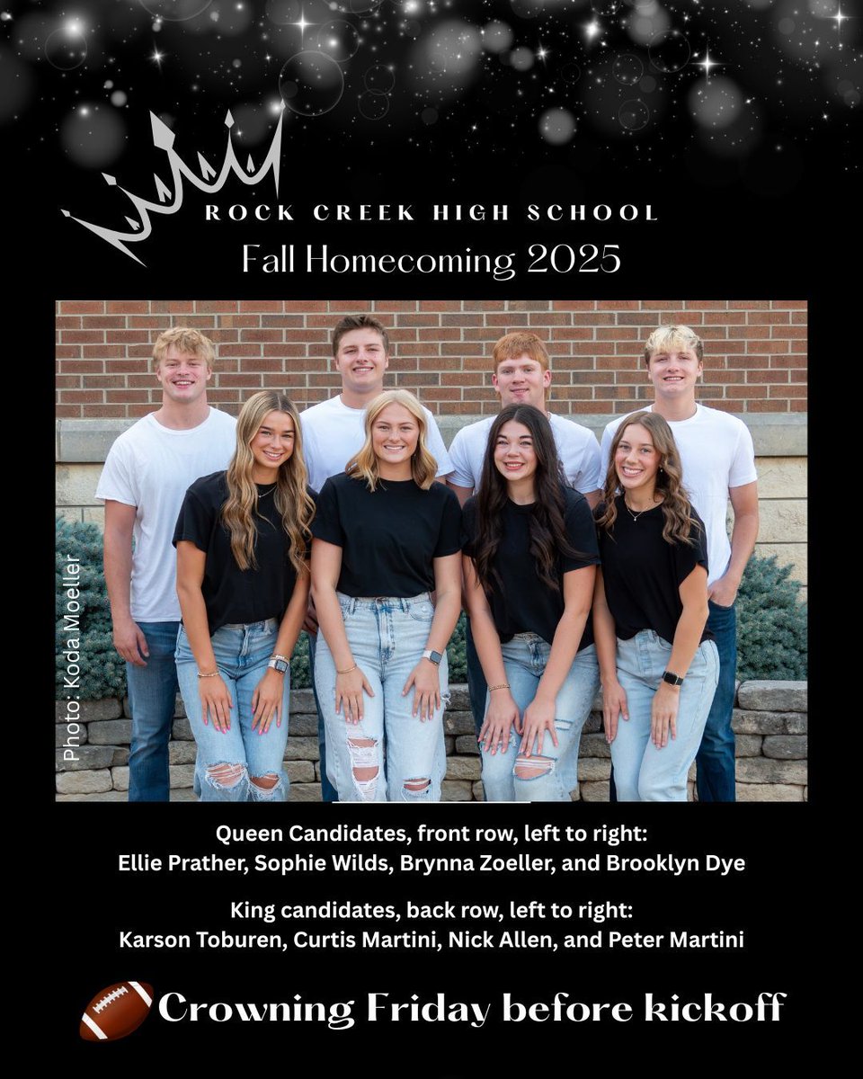 Introducing the 👑 Fall 2025 Rock Creek High School Homecoming Court!👑