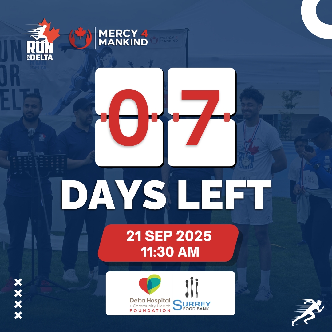 Run4Delta's tweet image. 07 DAYS TO GO!

Delta, are you ready?

Run For Delta hits the track on Sept 21 @ 11:00 AM 

Let’s come together to support Delta Hospital &amp;amp; the Surrey Food Bank.

Register now: raceroster.com/events/2025/10…

#runfordelta #mercy4mankind