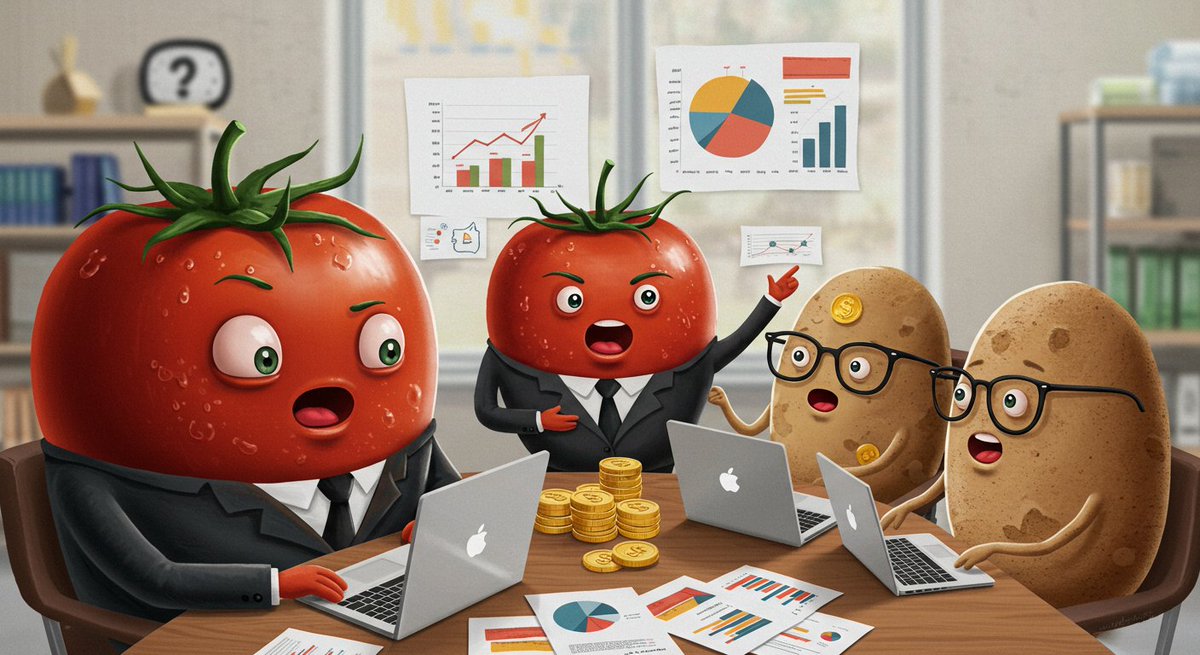 elonsfinger's tweet photo. What would happen if investors were tomatoes and entrepreneurs were potatoes? 🍅🥔

#Emmys #HispanicHeritageMonth #MondayMotivation #Undertale10thAnniversary https://t.co/PXjC26UXrG