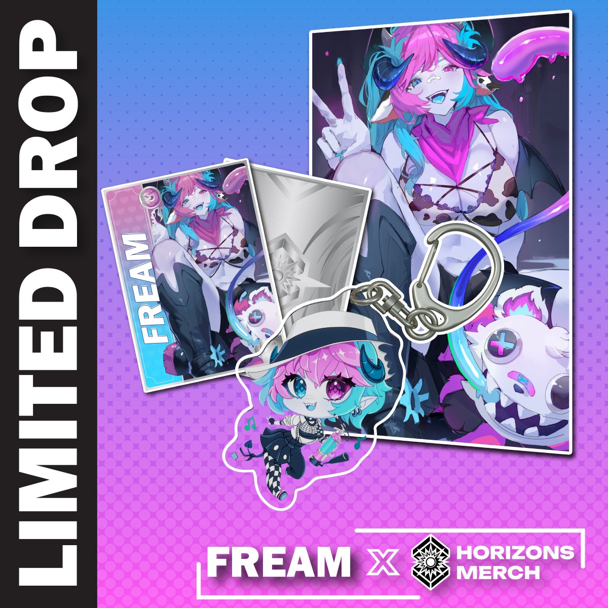 <a href="/SanJapan/">San Japan 16 - 8/29 - 8/31/25 - Labor Day Weekend</a> SNACK DEMON COWGIRL STYLE... wait...

Looking for some great new merch to add to your <a href="/FREAM/">FREAM ✦</a> collection? 

Three brand new items hit the shop! Limited stock, get them while they're here! Show all your friends you know how to play the fire extinguisher.

#Fream #HorizonsMerch