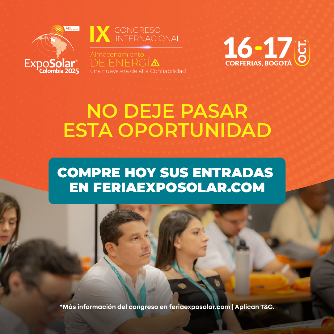 CorferiasBogota's tweet photo. ¡Disfrute del XI Congreso Internacional de ExpoSolar Colombia 2025! Aproveche el 30% de descuento en su inscripción. 

Lo esperamos en Corferias del 16 al 18 de octubre. ☀️

Consulta términos y condiciones en https://t.co/4R09wFki30

#ExpoSolar #Sostenibilidad #Energía https://t.co/E4f9MG1DeE