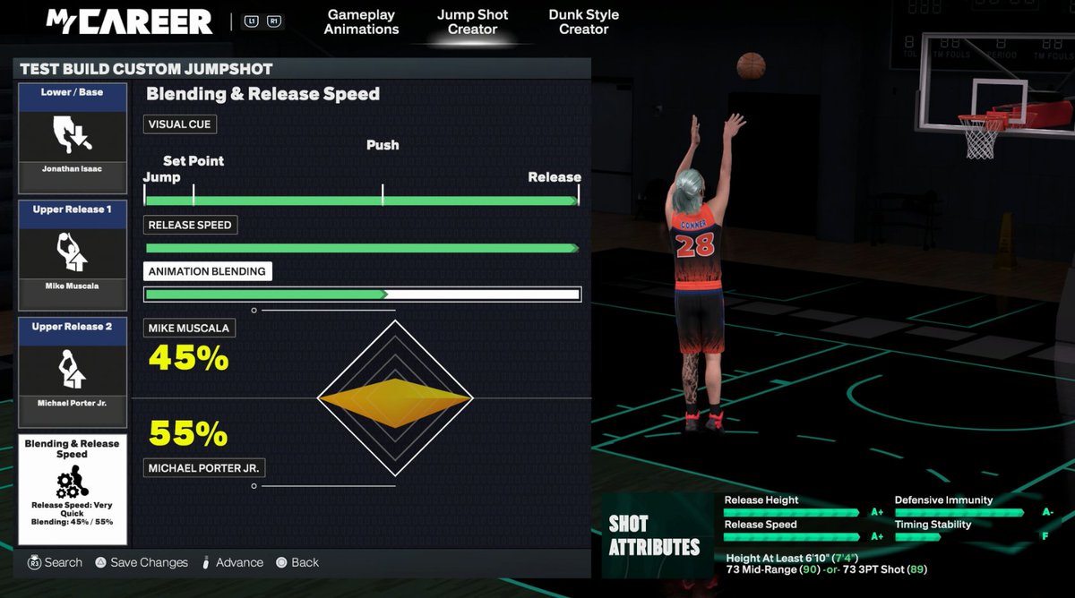 TWO NEW *META* JUMPSHOTS IN #NBA2K26 FOR ALL 7'4 WEMBY/META BUILDS.  (CAN BE USED FOR 6'10+ BUILDS AS WELL!)

First Jumpshot: Must Have A 70 Mid Or 3PT Rating. Lower Base: Jonathan Isaac
Upper Release 1: Marc Gasol 26%
Upper Release 2: Zach Edey 74%  

Second Jumpshot: Must Have