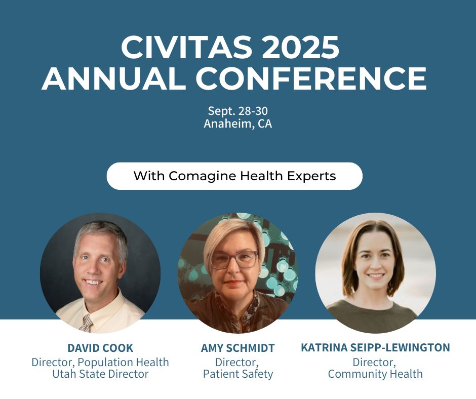 Comagine Health (@comaginehealth) on Twitter photo Attending the <a href="/civitas4health/">Civitas Networks for Health</a> 2025 Annual Conference? Comagine Health will be there! Check the agenda for presentations from David Cook, Amy Schmidt and Katrina Seipp-Lewington on Sept. 29 and 30. #Civitas2025 Attending the <a href="/civitas4health/">Civitas Networks for Health</a> 2025 Annual Conference? Comagine Health will be there! Check the agenda for presentations from David Cook, Amy Schmidt and Katrina Seipp-Lewington on Sept. 29 and 30. #Civitas2025