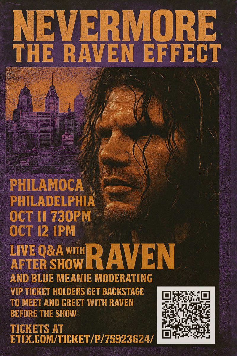PHILLY! Join us for TWO special screenings of "NEVERMORE: The Raven Effect " followed by a special after show Q&amp;A with myself and Raven! Get your tix NOW!
<a href="/PhilaMOCA/">PhilaMOCA</a>
SAT 10/11 tix: etix.com/ticket/p/75923…
SUN 10/12 tix: etix.com/ticket/p/90048…