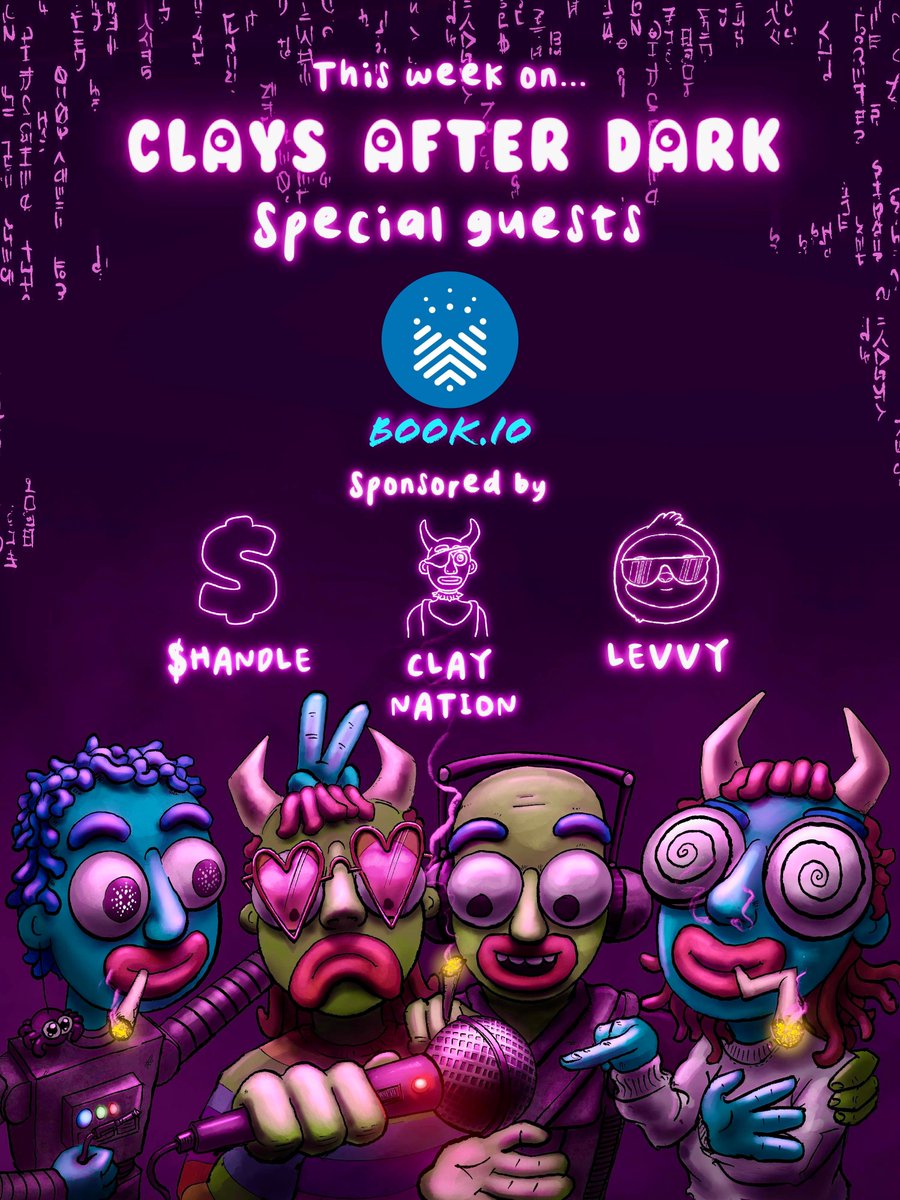 In 1995 Amazon re-invented how people bought books &amp; media via e-commerce. 📦

In 2022 Book.io brought that concept to blockchain. 🫳🎤

Guest:

<a href="/book_io/">Book.io</a> 📖 

Sponsors:

<a href="/adahandle/">$handle</a> 💲
<a href="/levvyfinance/">Levvy</a> 🏦
<a href="/claymates/">Clay Nation</a> 💛

*Set Those Reminders*

x.com/i/spaces/1djGX…