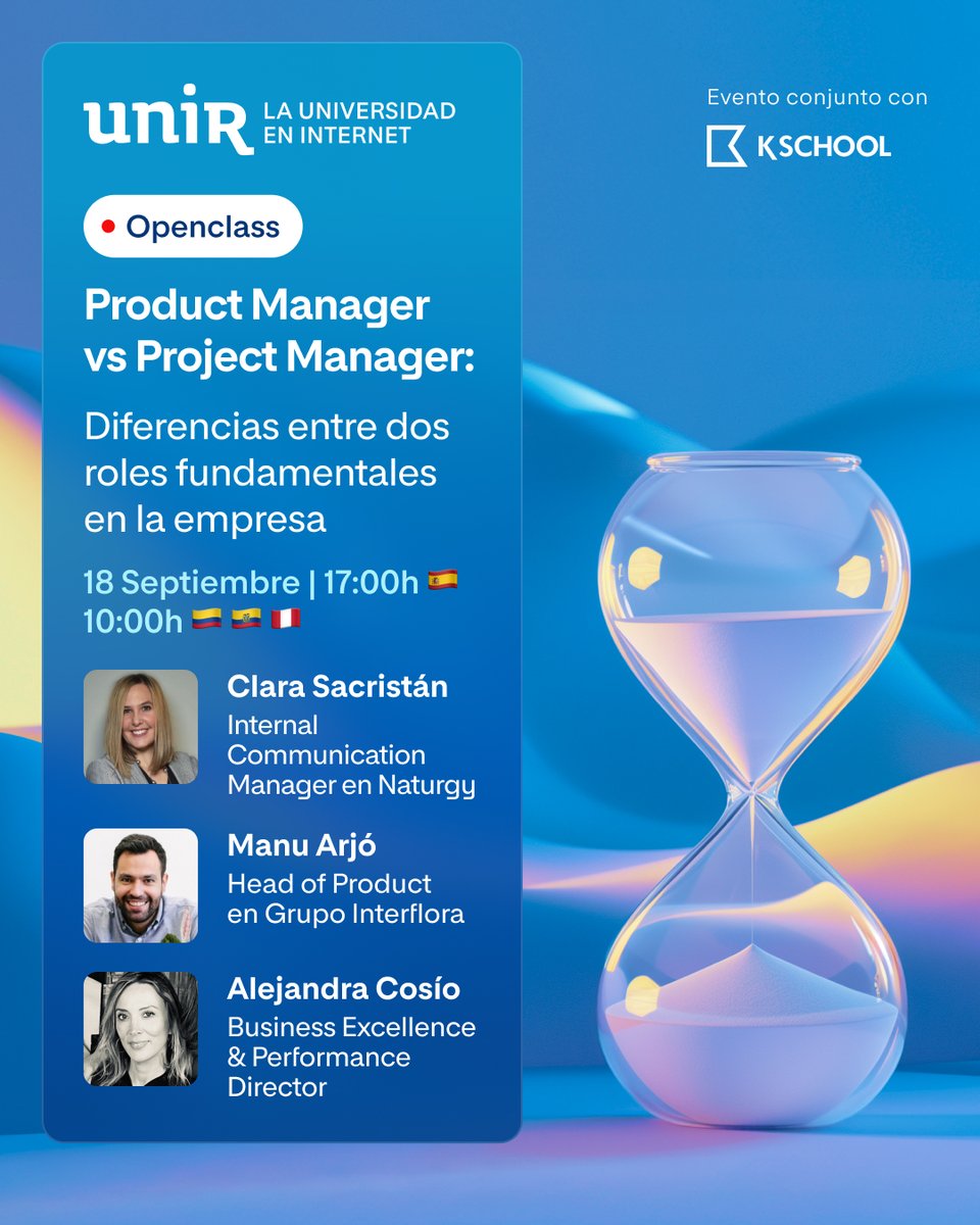 UNIR_Peru's tweet image. 🚀🧑💻 ¿Product Manager o Project Manager? Descubre qué los distingue y cómo se complementan en una #Openclass de @UNIRuniversidad
📅 18 de septiembre | 10:00 a.m. 🇵🇪
Inscríbete aquí 👉 ow.ly/Lv5N50WXfGF
#ProductManager #ProjectManager #UNIR #Empresa