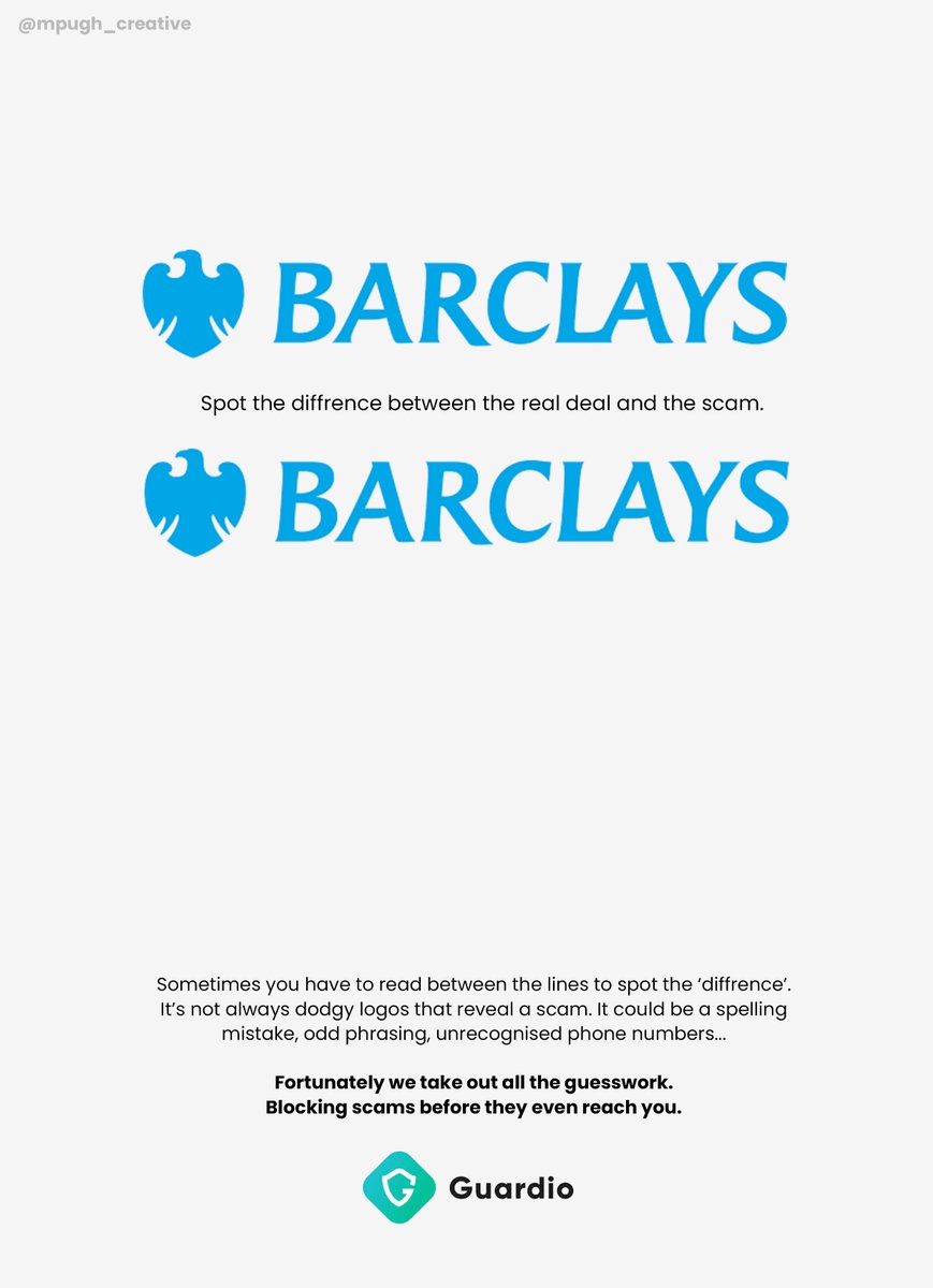 mpugh_creative's tweet image. One Minute Brief of the Day: Create posters that show why @GuardioSecurity is a must-have for staying protected in today’s online world where scams are ever-more sophisticated and don’t look like scams. #GuardioProtection @OneMinuteBriefs