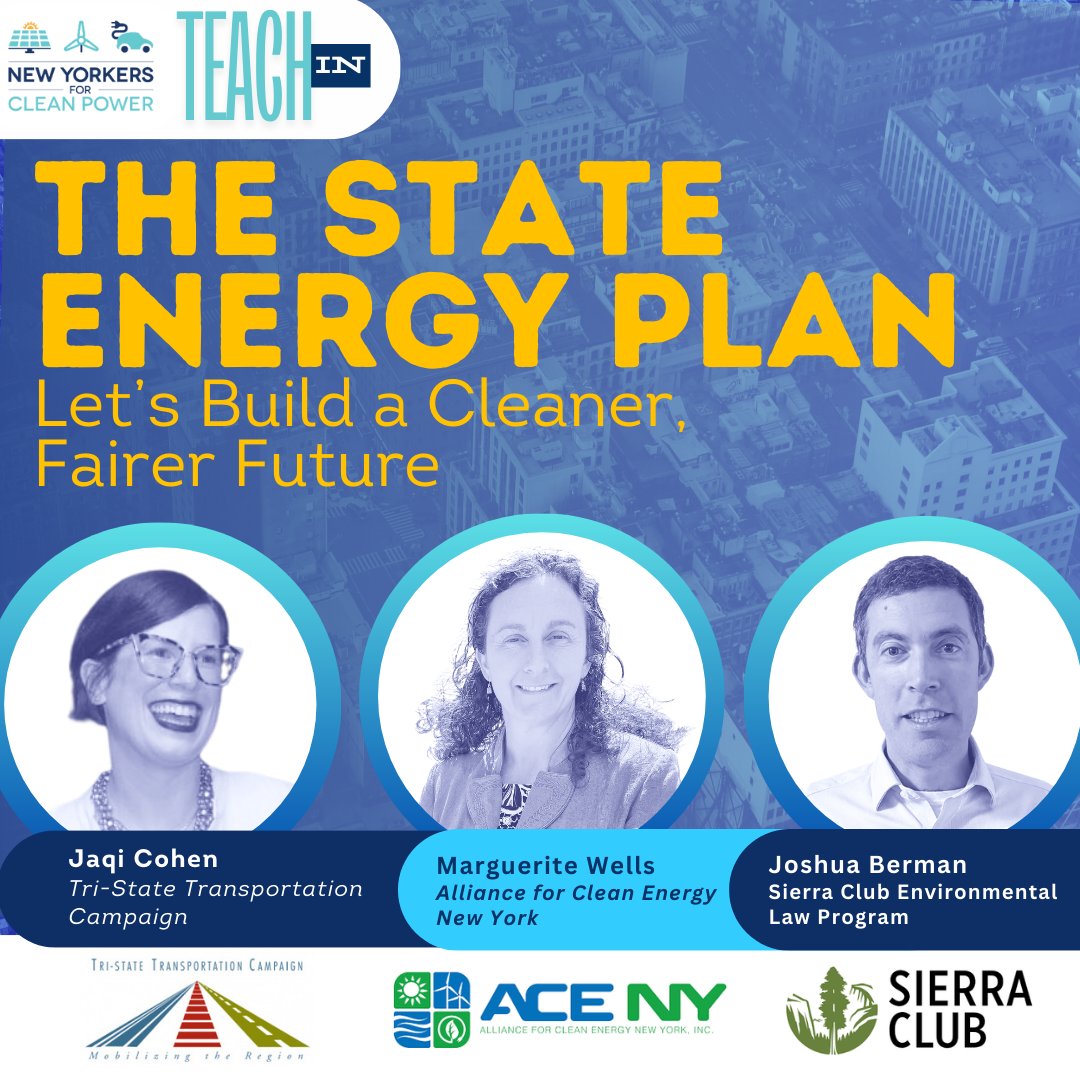 NY for Clean Power (@nyforcleanpower) on Twitter photo 📢Speakers Update!
Tues. Sep 12, Noon
Whats in the NY’s State Energy Plan? Learn how it will shape the future of how we power our homes, buildings, and transportation. Learn what's missing + what YOU can do!
bit.ly/StateEnergyPlan
<a href="/Tri_State/">Tri-State Transportation Campaign</a> <a href="/ACE_newyork/">ACE NY</a> <a href="/SierraClubNY/">SC Atlantic Chapter</a> 📢Speakers Update!
Tues. Sep 12, Noon
Whats in the NY’s State Energy Plan? Learn how it will shape the future of how we power our homes, buildings, and transportation. Learn what's missing + what YOU can do!
bit.ly/StateEnergyPlan
<a href="/Tri_State/">Tri-State Transportation Campaign</a> <a href="/ACE_newyork/">ACE NY</a> <a href="/SierraClubNY/">SC Atlantic Chapter</a>