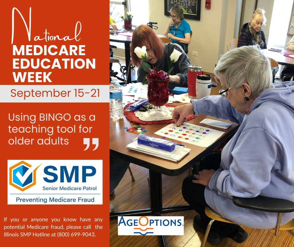 📅 It’s National Medicare Education Week!

Before Open Enrollment, learn how to spot scams and protect yourself from Medicare fraud.

Check out free tools from Illinois Senior Medicare Patrol (SMP) 👉ageoptions.org/resources/seni…