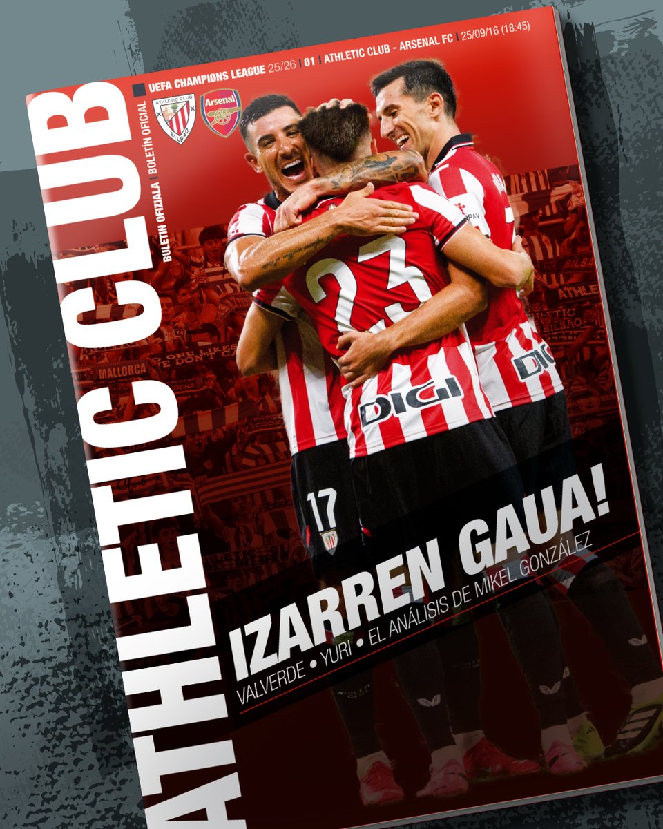 🌟 ¡Ya disponible el primer boletín <a href="/ChampionsLeague/">UEFA Champions League</a>!

Sumérgete en el #AthleticArsenal de este martes a través de nuestra publicación digital 👉labur.eus/bolarsenal

#UniqueInTheWorld 🦁
