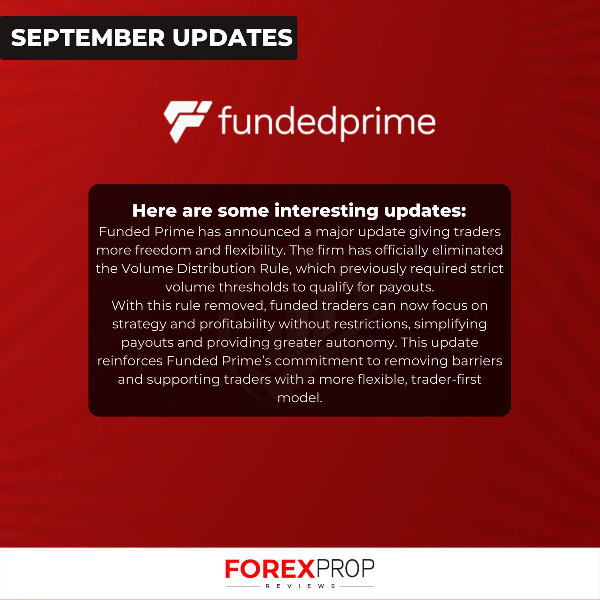 🚀 Update from Funded Prime!
The Volume Distribution Rule is gone-simpler payouts, no restrictions, more freedom to trade your way. 📊💼
#FundedPrime #PropTrading #TradingUpdates