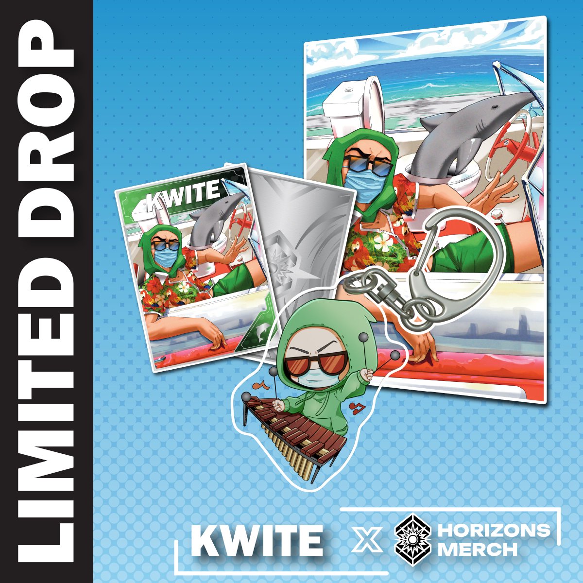 <a href="/SanJapan/">San Japan 16 - 8/29 - 8/31/25 - Labor Day Weekend</a> KWITE NICE SUMMER ITEMS 

Some cool new items from <a href="/Kwite/">Kwite</a>  and his trusty shark companion Anthony!   Grab yours now while they are still in stock! #KwiteNice #horizonsmerch

From our limited available #SanJapan drop!