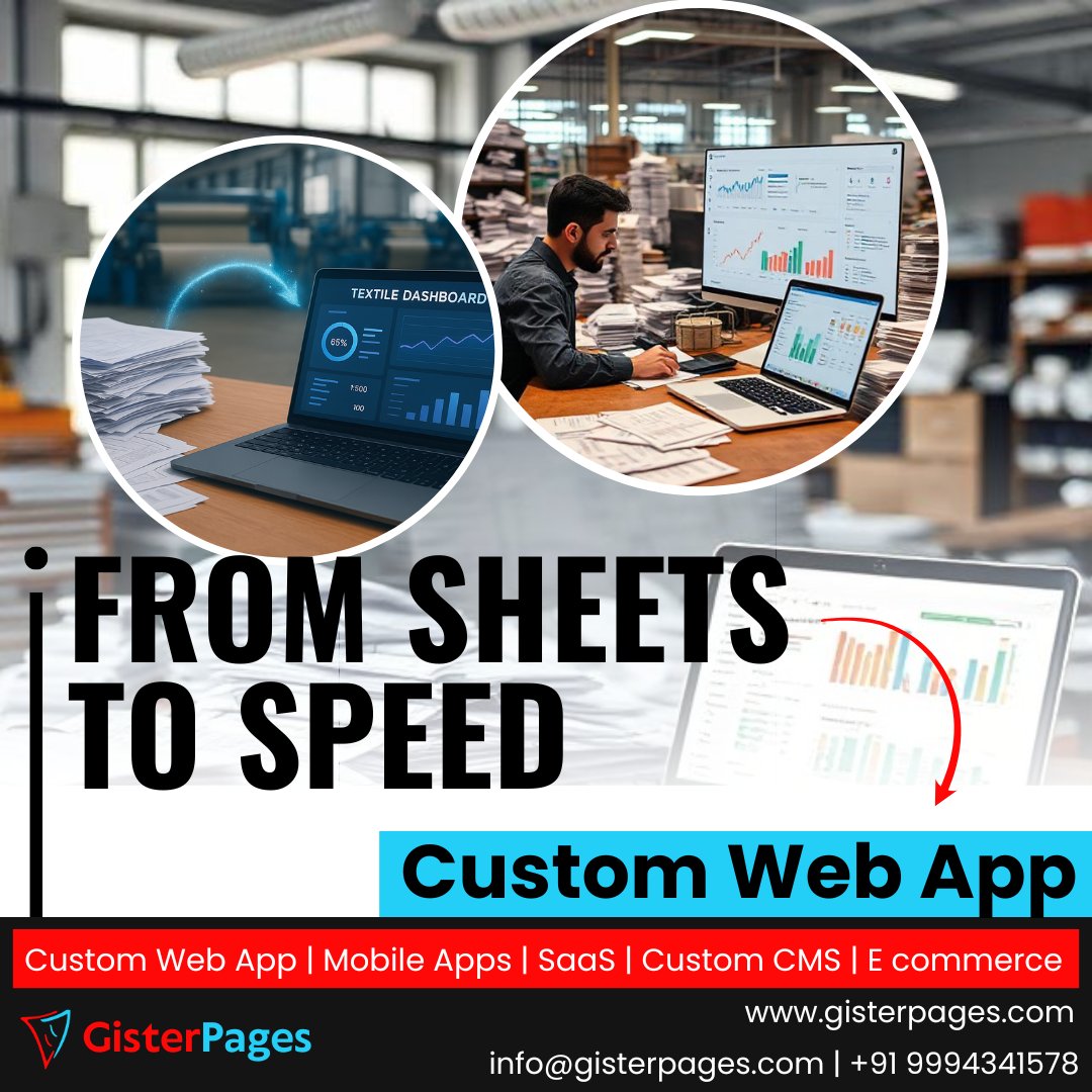 gisterpages's tweet image. top juggling spreadsheets! Transform them into powerful web apps that boost your textile business productivity.
Contact us today at +91 9994341578,
visit gisterpages.com, or
email info@gisterpages.com.
#TextileTech #WebApps #DigitalTransformation #Gisterpages