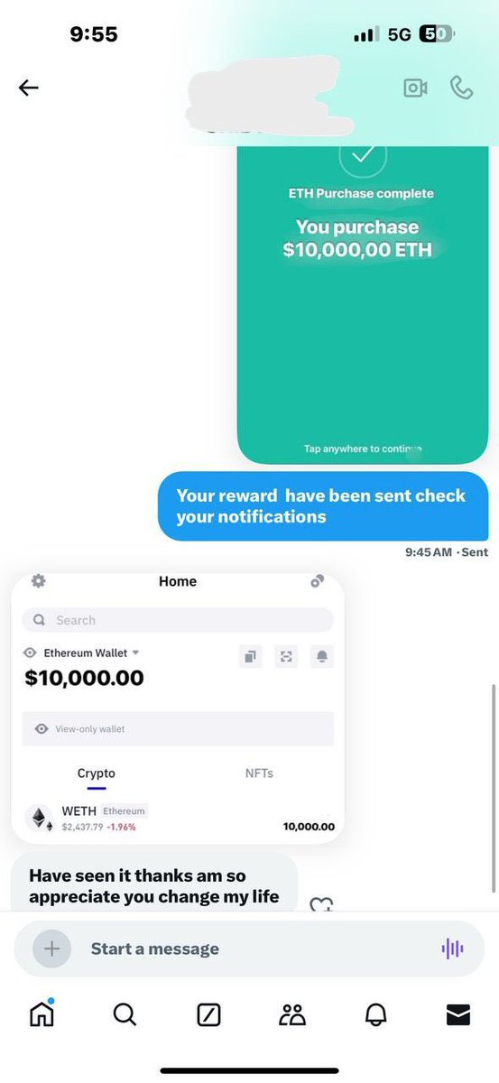 Today I encountered a situation: someone followed me and sent a private message claiming I won $10,000  ETH 😂. But to receive it, I need to send $100 to the scammer’s wallet. Be extremely cautious. These scammers are so blatantly stupid nowadays, I’m just shocked 🤣. Check out