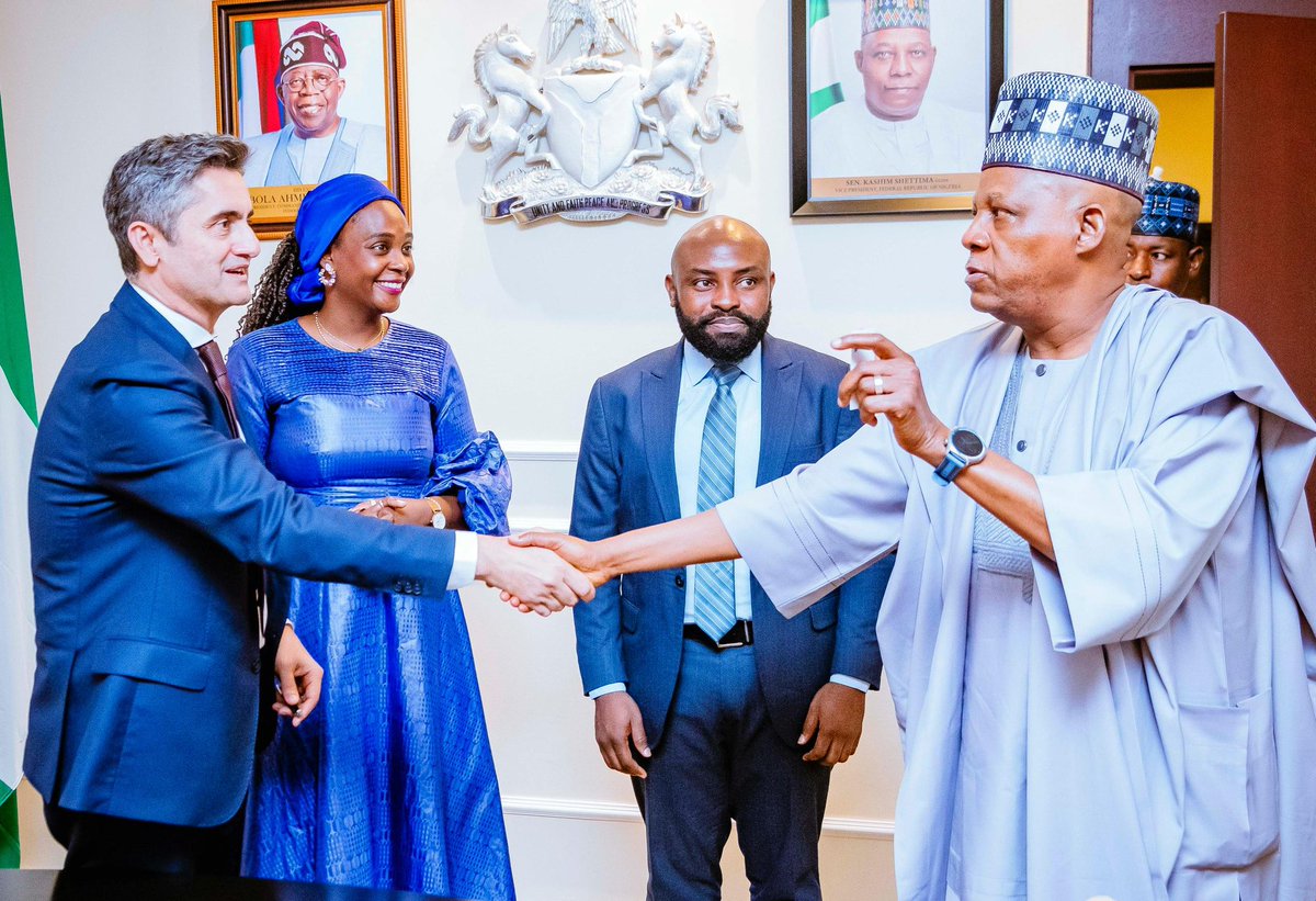 officialSKSM's tweet photo. The Vice President, Senator @KashimSM, has said Nigeria’s doors are open to investments and collaboration across diverse sectors, as President @officialABAT remains determined to transform the state of the nation’s economy for the better.  

He said the results of the bold reforms undertaken by the administration of President @officialABAT since assumption of office in 2023 are testaments to the renewed determination of Nigeria’s leadership.

The Vice President stated this on Monday when he received a delegation from Visa, led by the Regional President for Central and Eastern Europe, Middle East and Africa (CEMEA), Mr Tareq Muhmood, on a courtesy visit to the Presidential Villa, Abuja.

Vice President @KashimSM said, though painful, the ongoing reforms by the @officialABAT administration were necessary and have begun to yield positive results in the economy.

“President @officialABAT is determined to change the face of our nation. Today, there is great room for expansion in the Nigerian economy. Eight out of the ten unicorns in Africa are from Nigeria.”