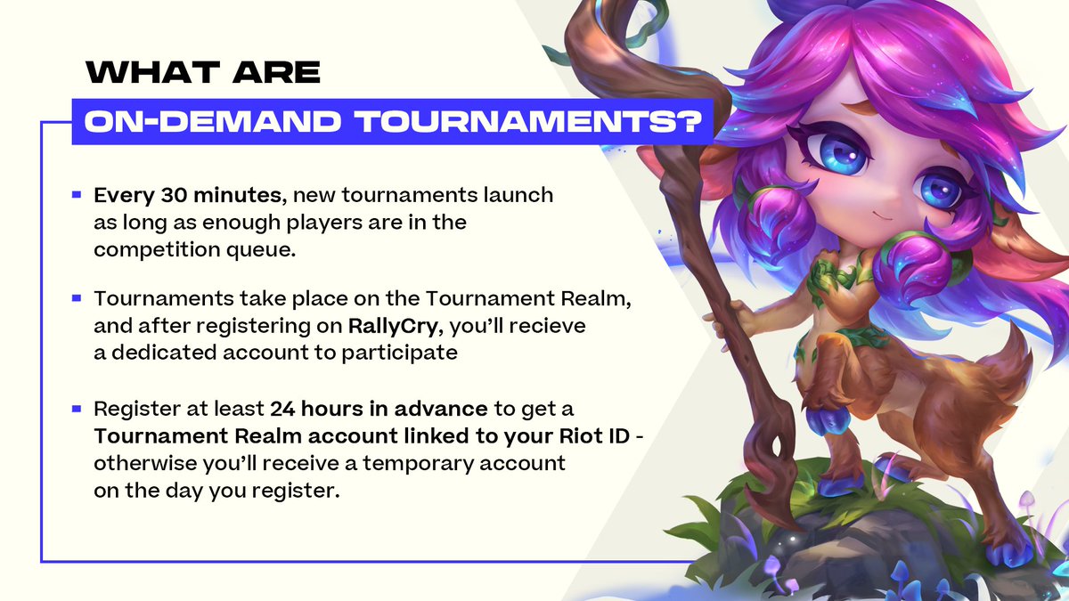 CompeteTFT's tweet image. AMER! 🎯 Tactician’s Trials 2 is open for registration — now featuring On-Demand Tournaments!

We’re testing a more accessible format open to all players, no rank restriction, and your feedback really matters.

More info and registrations:
➡️ rallycry.gg/tft