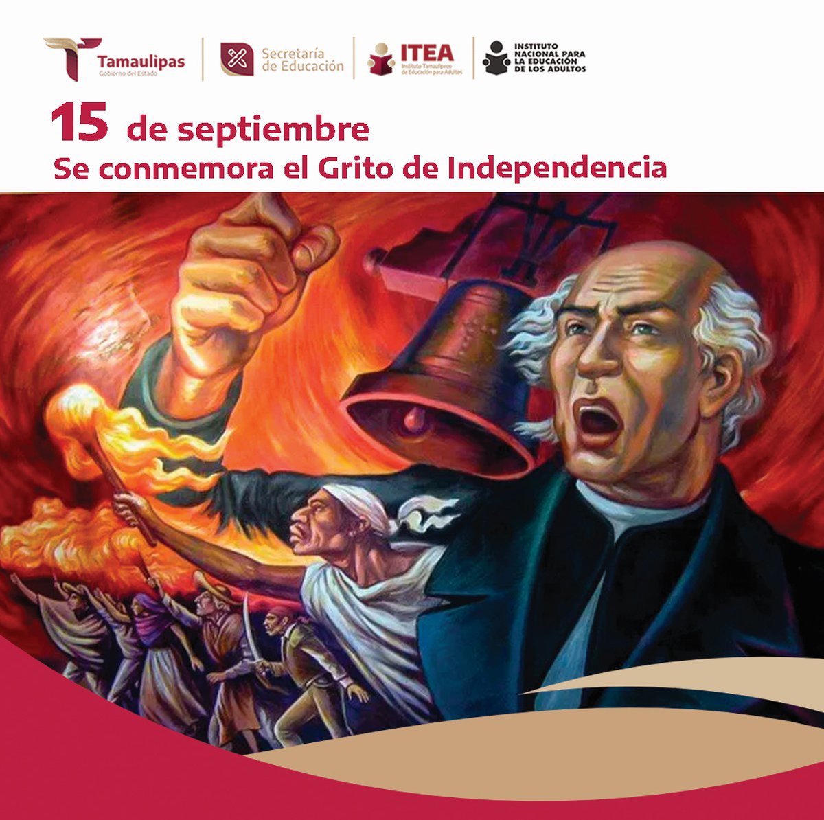 #Efemérides El Grito de Independencia es uno de los eventos históricos más importantes de nuestro país, pues marca el inicio de la lucha por la independencia de México y se conmemora cada 15 de septiembre.