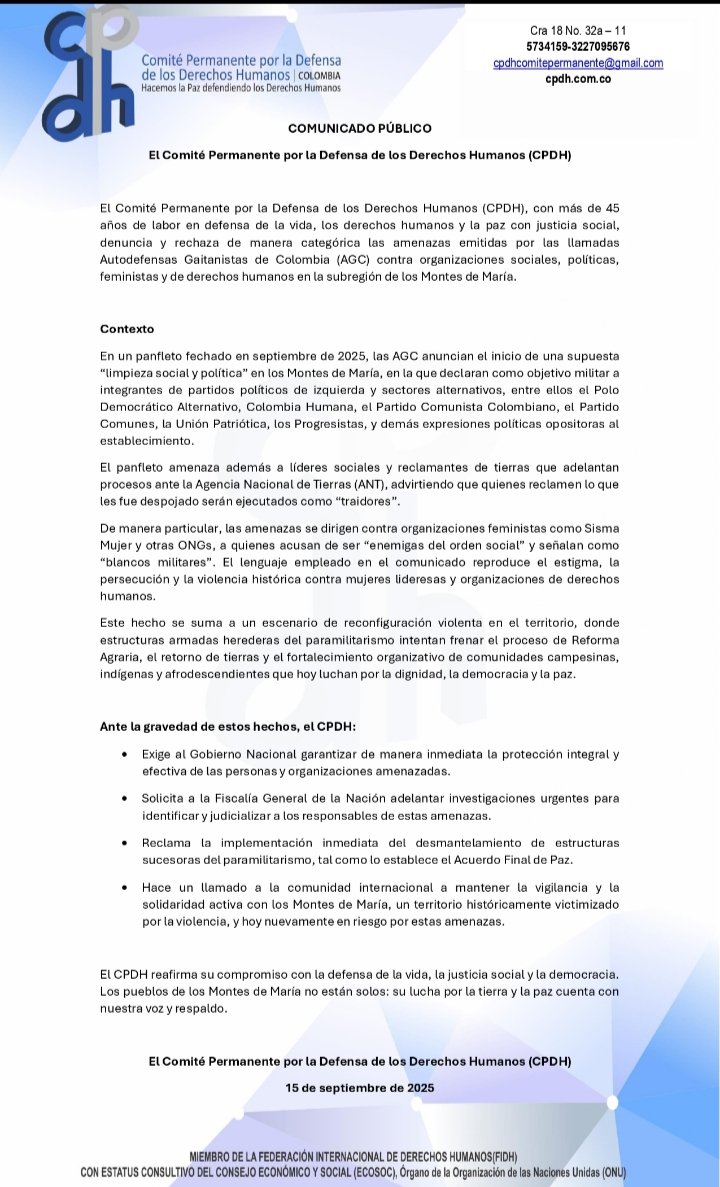 Comité Permanente Por La Defensa de los DD.HH. tweet media