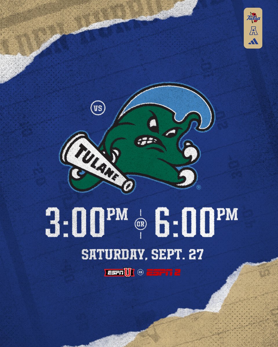 Game time update for Tulane‼️

The game will kick off at 3 PM CT on ESPNU or 6 PM CT on ESPN2 

#ReignCane
