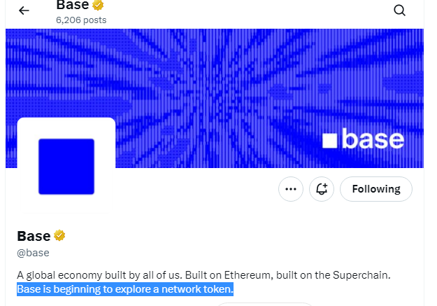 e_vfdc's tweet photo. 🚨 BREAKING: @base is exploring launching its own token!
The Superchain is getting closer to having a native asset. 👀
What do you think? Bullish or Bearish? 🐂🐻
#Base #CryptoNews #DeFi #airdropbase https://t.co/WasxZkgCCO