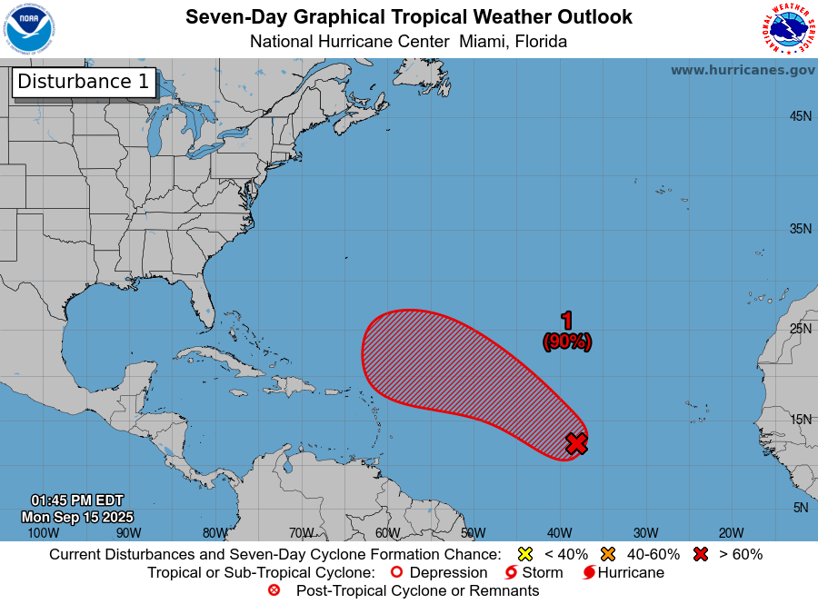 liamdutton's tweet photo. There's a 90% chance of a tropical depression or something greater developing in the next week.

Weather models suggest this may eventually end up as a hurricane that curves across the Atlantic.

This is likely to bring a lot of uncertainty to the UK forecast in 10-14 days. https://t.co/R8m4UHd4sL