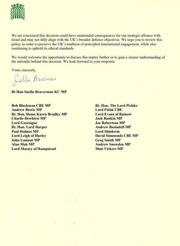 Together with Conservative colleagues from both Houses of Parliament, I have written to the Defence Secretary today urging him to intervene and re-think the decision by the Royal College of Defence Studies to exclude military or civilian applicants from Israel.

This is not the