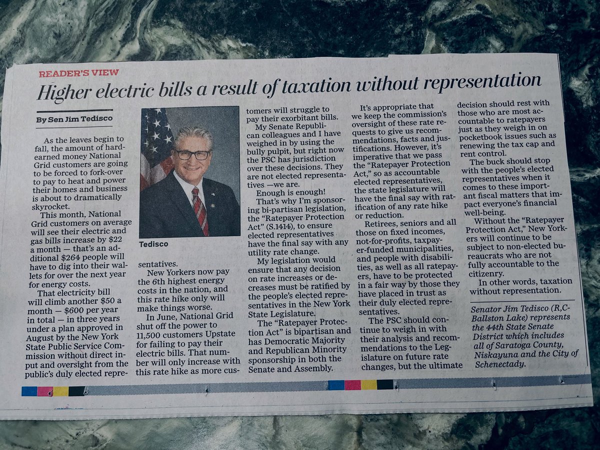 High electric bills a result of taxation without representation. 

My latest Saratogian op-ed.