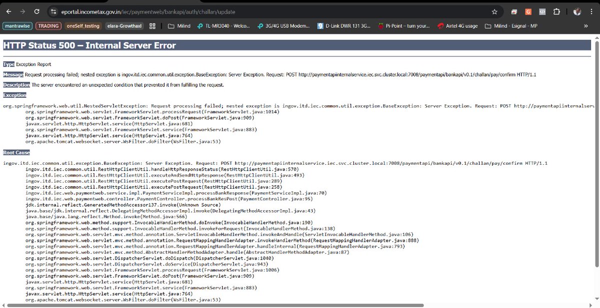 MilindAPol's tweet photo. The income tax department is saying that their site is working just fine...
Can someone explain to them what this is? https://t.co/JZoPtEVrkj