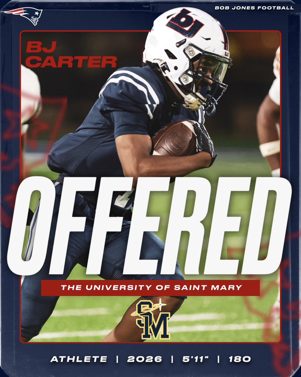Congratulations to BJ Carter on earning an offer from The University of Saint Mary!

#EAT | #BJP | #recruitBJP