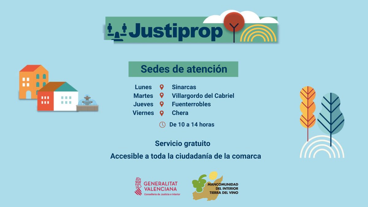 Sinarcas, Villargordo del Cabriel, Fuenterrobles y Chera, nuevas sedes del servicio JUSTIPROP de la Mancomunidad del Interior Tierra del Vino. <a href="/MITierradelVino/">M.I.Tierra del Vino</a> 
tucomarca.com/wordpress/segu…