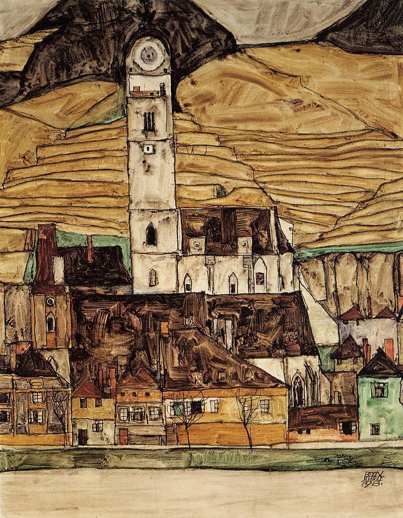Stein on the Danube, 1913 #artbots #schiele
