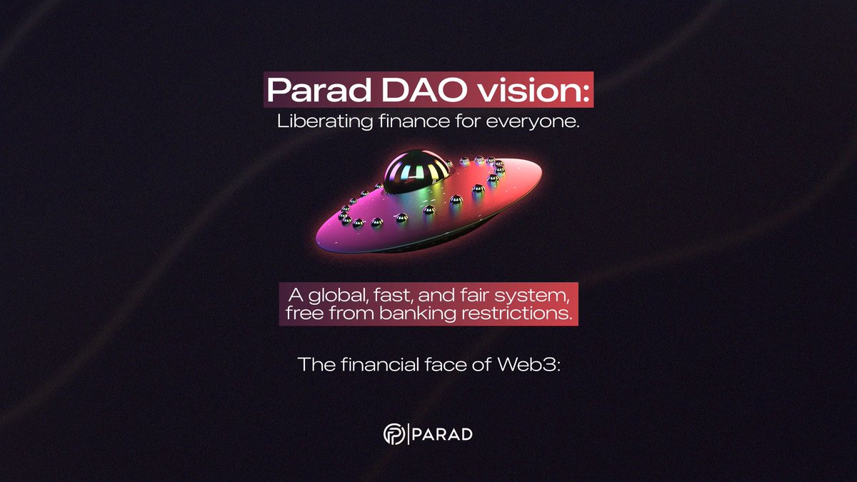 prddao's tweet image. Parad DAO Vision

#Web3 #DeFi #ParadDAO #FutureOfFinance