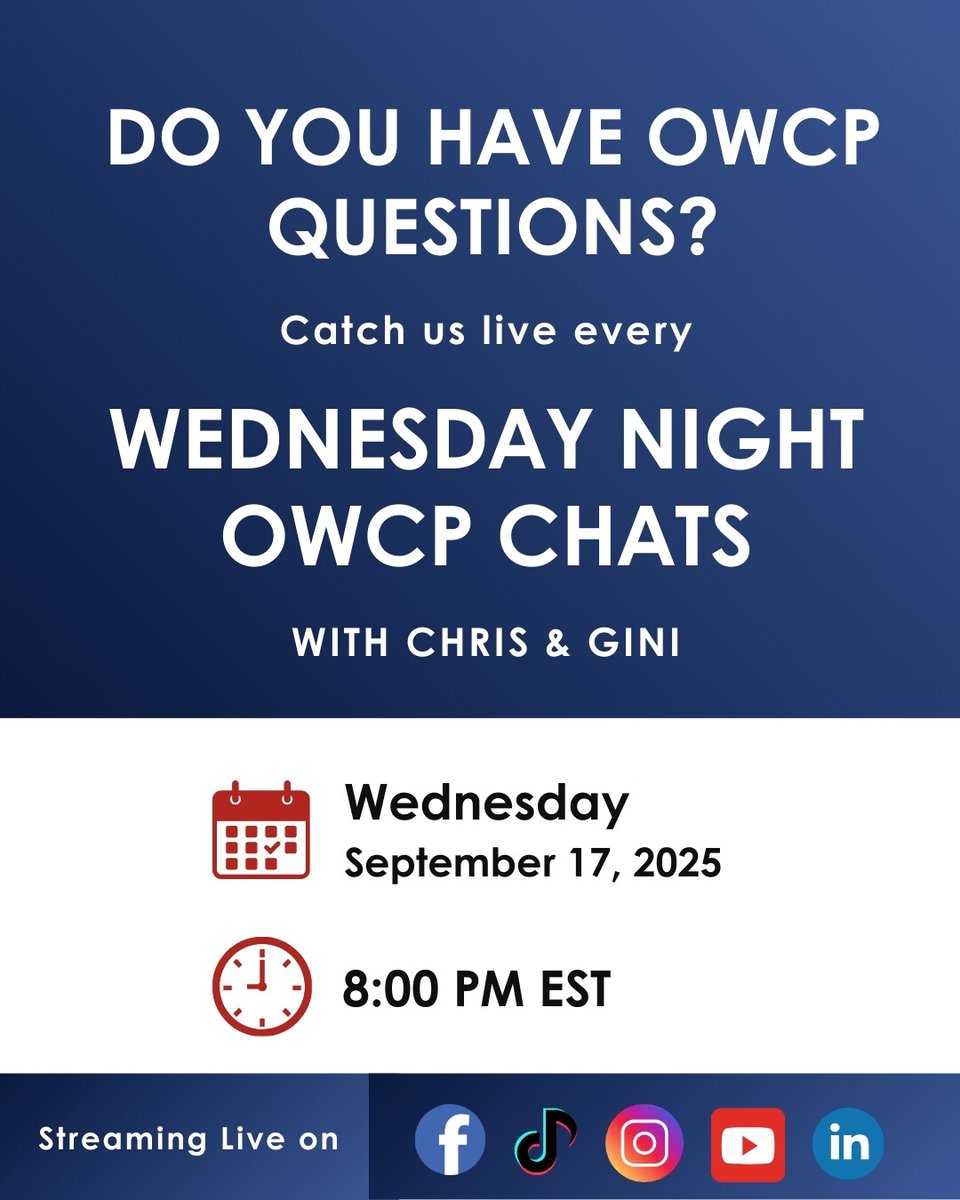 FICDayton's tweet image. Join Chris &amp;amp; Gini every Wednesday at 8:00 PM EST for Wednesday Night OWCP Chats 🎙️

Mark your calendar: Wednesday, Sept 17th at 8:00 PM EST

Don’t miss it! Your claim success could depend on it.

#OWCP #FederalWorkers #FederalInjury #WorkersCompensation #FederalEmployees