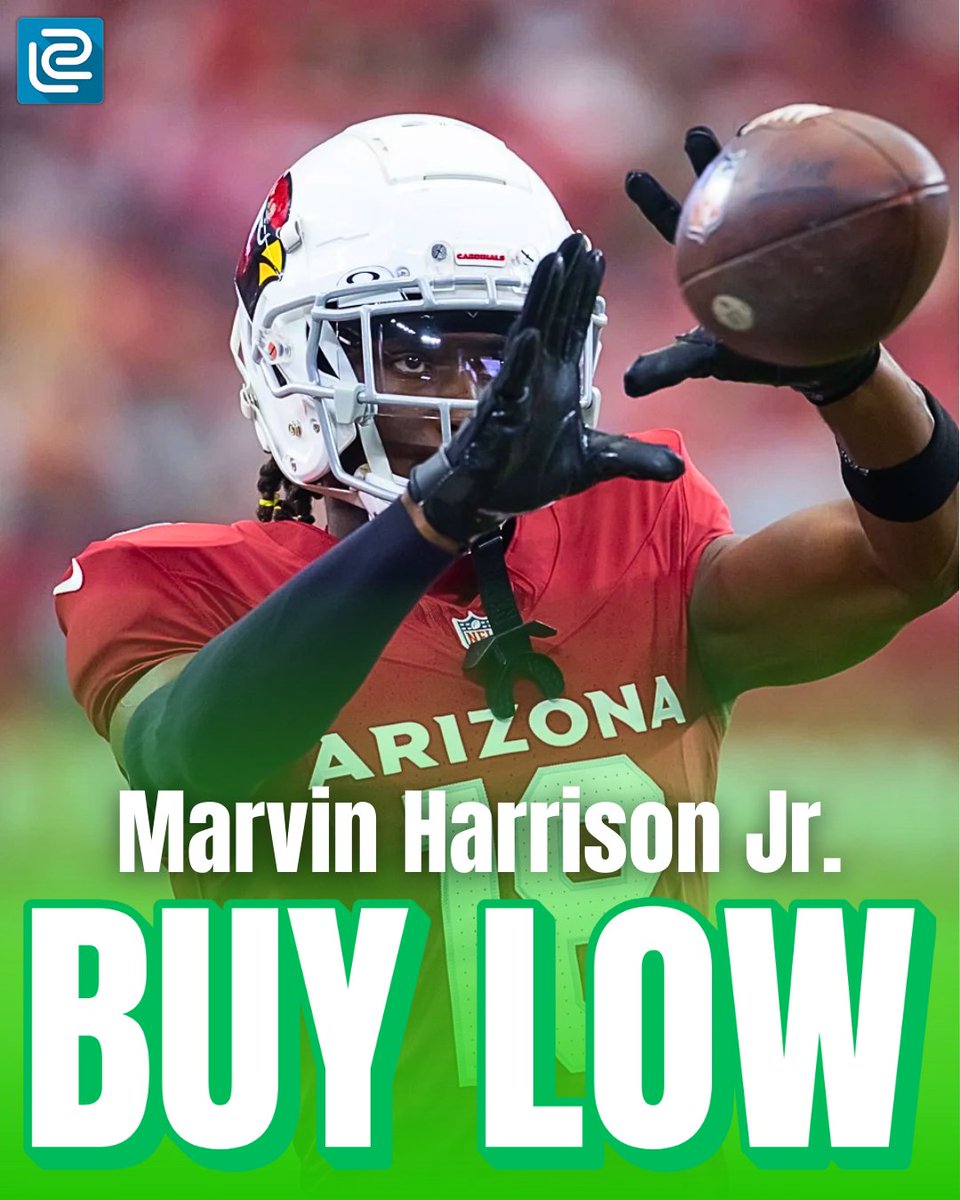 Leagueswype's tweet image. Buy low/Sell high candidates after week 2🔥

#MarvinHarrisonJr is the clear WR1 for the #arizonacardinals get him now why he's still cheap.

#TravisEtienne started strong, but Tuten seems to be taking more of the workload in the future.

#Swift is the clear RB1 in Chicago