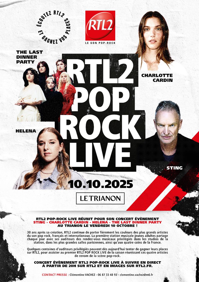 The_best_man_57's tweet image. STING / CHARLOTTE CARDIN / HELENA / LAST DINNER PARTY POUR LE CONCERT EVENEMENT RTL2 - Vendredi 10 octobre au TRIANON.
#RTL2