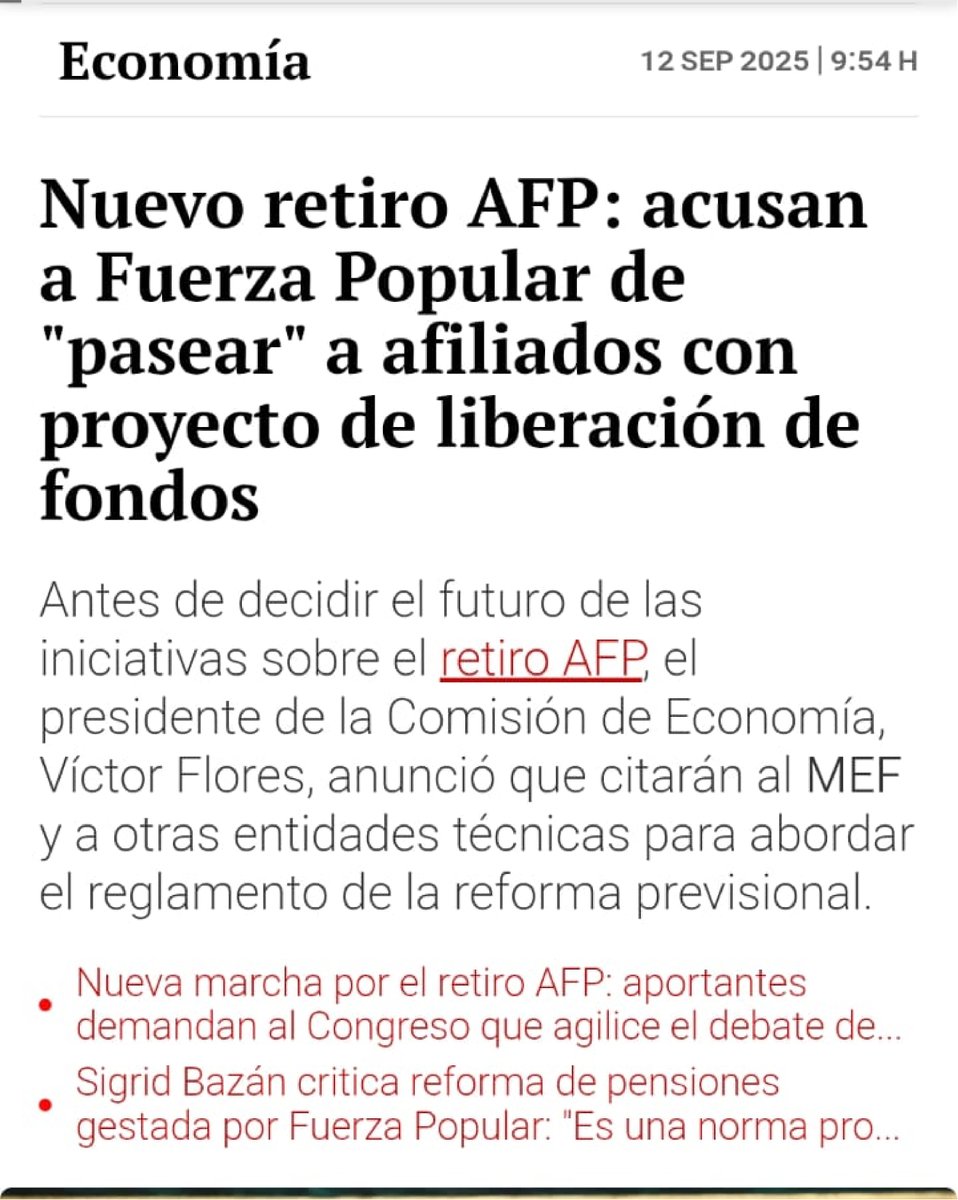 sigridbazan's tweet photo. 4. Ahora Fuerza Popular propone poner en agenda el octavo retiro de las #4UIT de las AFP, cuando la Comisión de Economía (controlada por el fujimorismo) no pone al debate NI UNO de los más de 20 proyectos de ley presentados hasta ahora. ¿A quién creen que engañan? https://t.co/Go2CrtwwNl