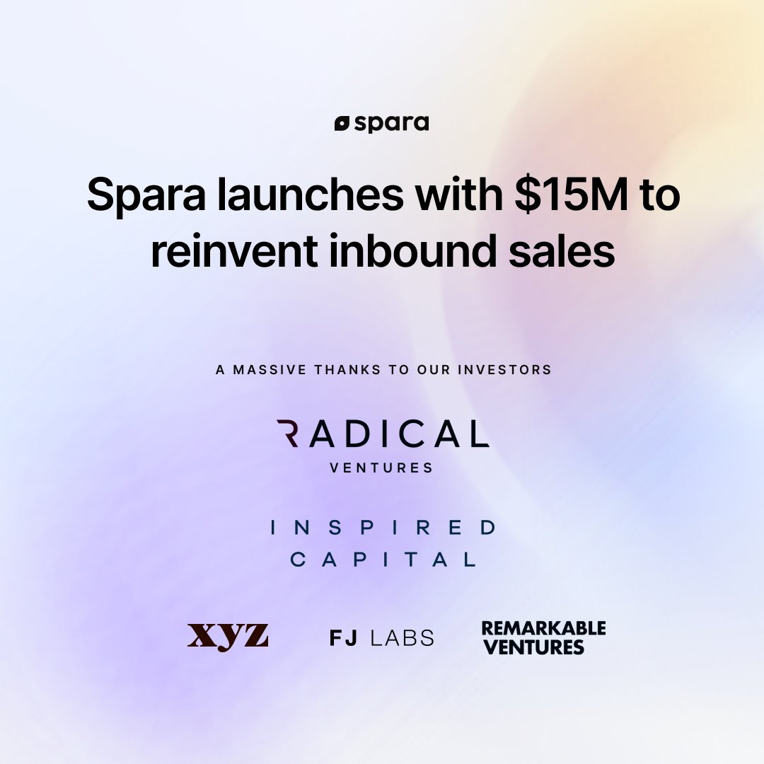 We’ve officially launched! Introducing @Spara, backed by <a href="/RadicalVentures/">Radical Ventures</a> + <a href="/InspiredCap/">Inspired Capital</a> to build the future of inbound sales. Story via <a href="/BusinessInsider/">Business Insider</a> → businessinsider.com/spara-stealth-…